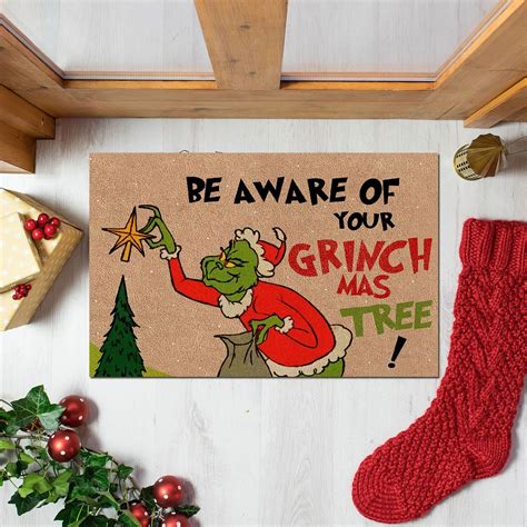 Big Sale Grinch Decorations Outdoor Grinch Decoration Front Door Christmas Decorative Floor Mat