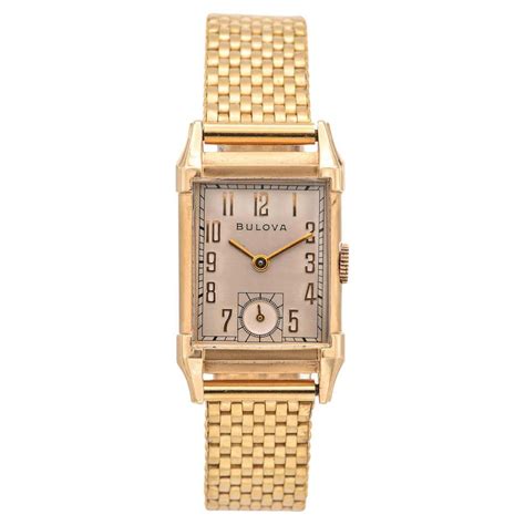 Welbros Yellow Gold Filled Art Deco Tank Watch With Custom Blue Dial From 1940s For Sale At