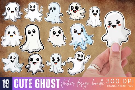 Halloween Cute Ghost Sticker Clipart Bun Graphic By Allisonsuns · Creative Fabrica