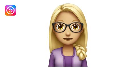 Fille blonde avec un carré et des lunettes emoji AI Emoji Generator