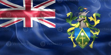 D Illustration Of A Pitcairn Islands Flag Realistic Waving Fabric