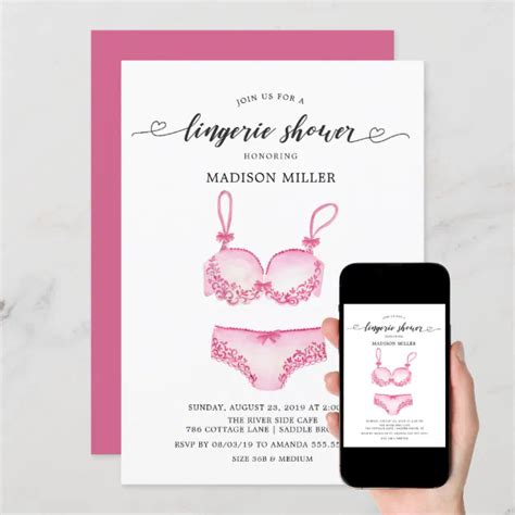 Pretty Pink Lingerie Bridal Shower Invitation Zazzle