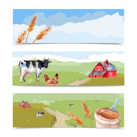 Farm Banners Set 469103 Vector Art At Vecteezy