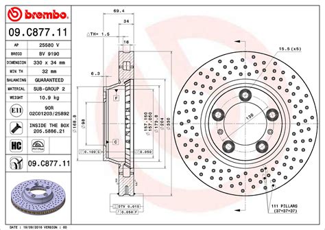 Porsche Disc Brakes Kit Rotors Front 330mm 99635141005 Brembo