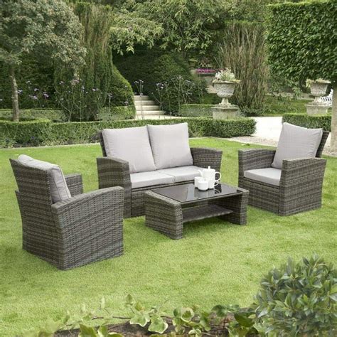 Gsd Rattan Garden Furniture Piece Patio Set Table Chairs Grey