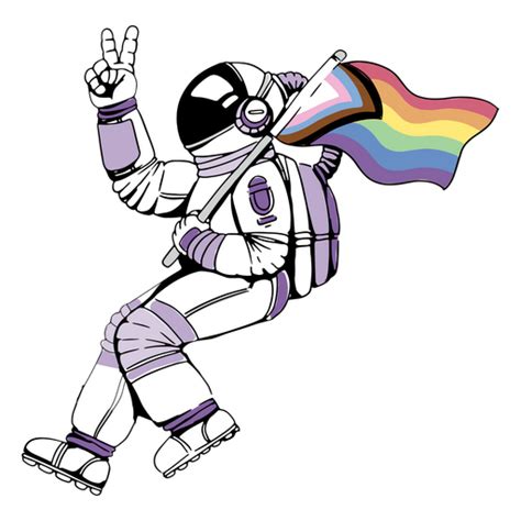 Diseño Png Y Svg De Astronauta Portando Una Bandera Lgbtq Para Camisetas