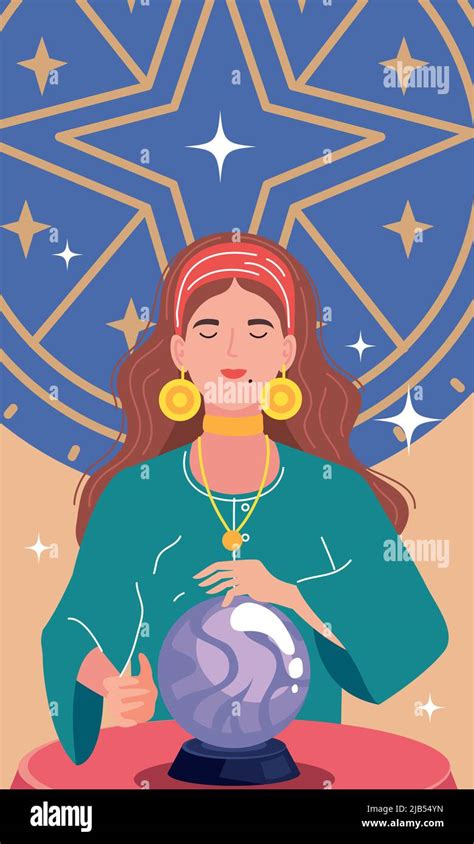 Fortune Teller Reading Crystal Ball Stock Vector Image Art Alamy