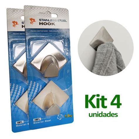 Kit Ganchos De Parede Inox Cabide Cozinha Suporte Adesivo Futuro