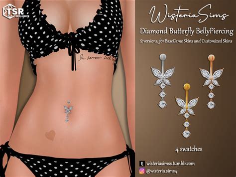 The Sims Resource Diamond Butterfly Belly Button Piercing