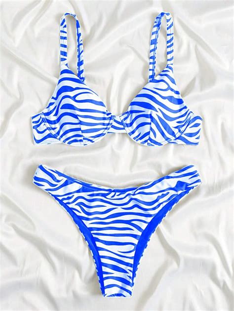 SHEIN Swim Sommer Strand Zebra Muster sexy Bikini Set für Damen aktuelle Trends günstig