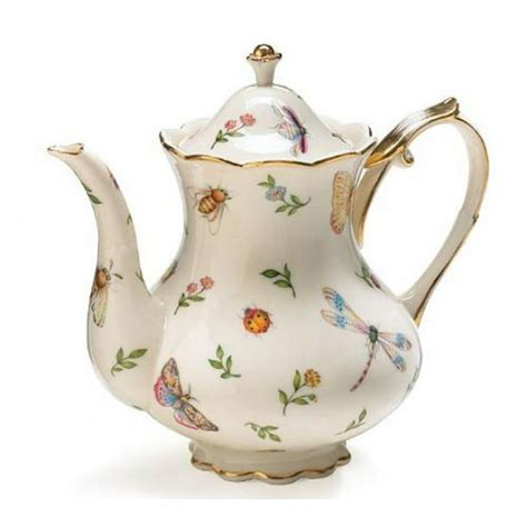 Porcelain Butterfly & Dragonfly Teapot Trimmed In Gold - Walmart.com ...