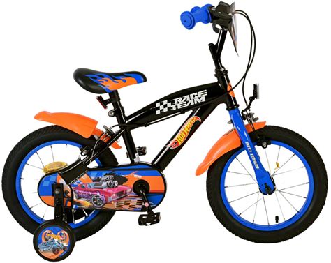 Hot Wheels Kinderfiets Jongens 14 Inch Zwart Oranje Blauw