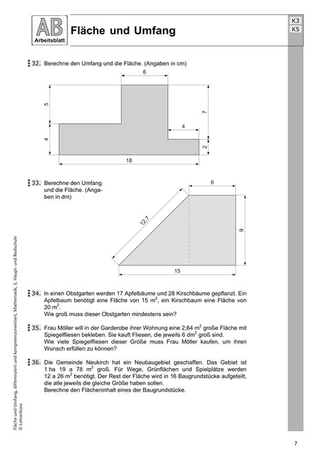 Sekundarstufe Unterrichtsmaterial Mathematik Geometrie Fläche und