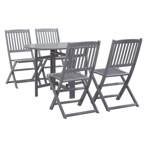 YIN Mobilier à dîner de jardin 5 pcs Bois d acacia massif Gris 92428