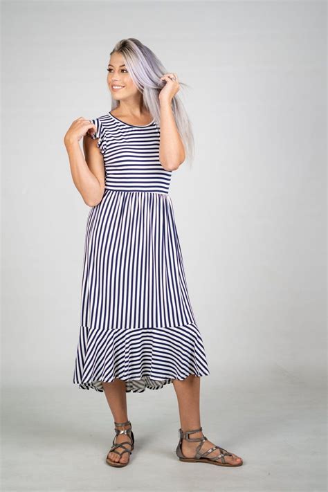 Navy And White Striped Dress S Xl Striped Dress Dresses White