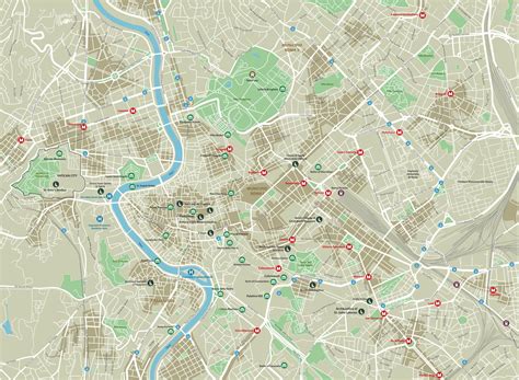 Tourist Map Rome Italy Attractions