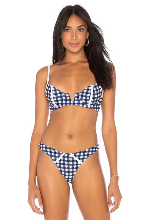 Beach Bunny Audrey Bikini Top In Navy Gingham REVOLVE