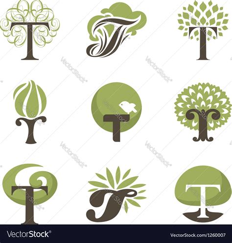 Tree Logo Template Set Royalty Free Vector Image