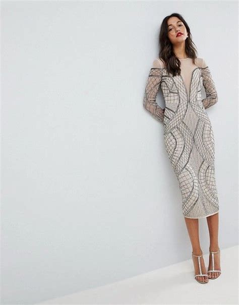 ASOS EDITION Embellished Ergonomic Bodycon Midi Dress ASOS