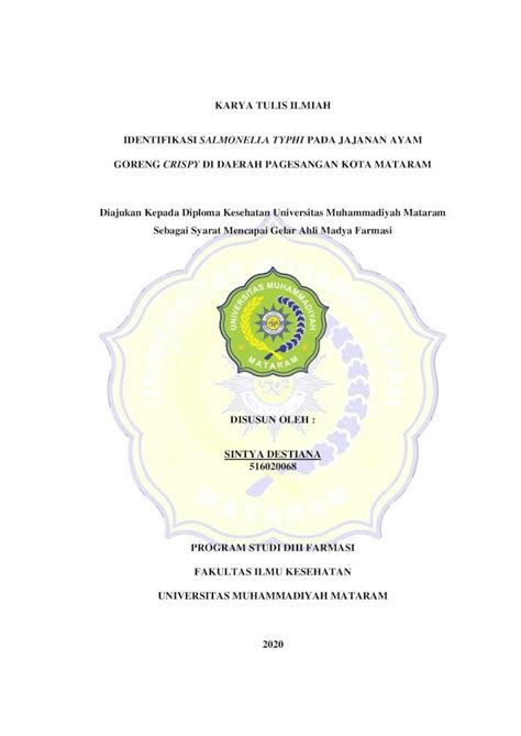 PDF KARYA TULIS ILMIAH IDENTIFIKASI SALMONELLA TYPHI Repository