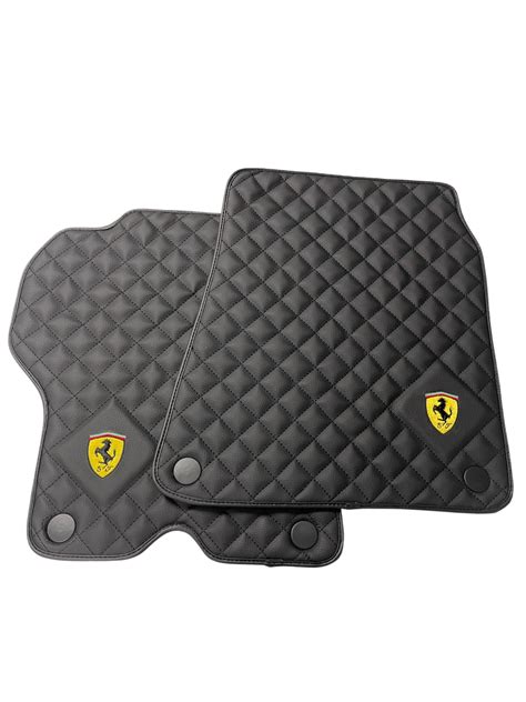 Leather Floor Mats For Ferrari Limited Edition Emblem Tailored Carpets