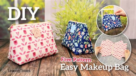 DIY Easy Makeup Bag Cosmetic Pouch Sewing Pattern Tutorial