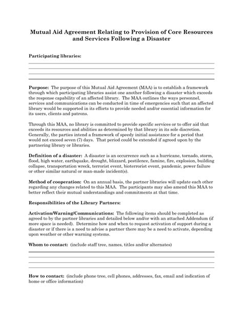 Mutual Aid Agreement Template