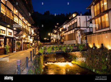 Ginzan Onsen Hot Spring Stock Photo Alamy