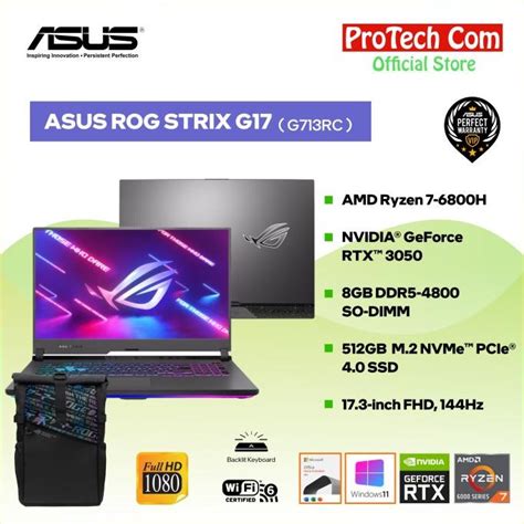 Jual Terbaik Asus Rog Strix G17 G713rc Ryzen 7 6800h 8g 512gb Rtx3050