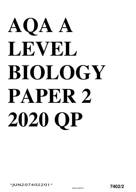 Aqa A Level Biology Paper 1 2021 Browsegrades