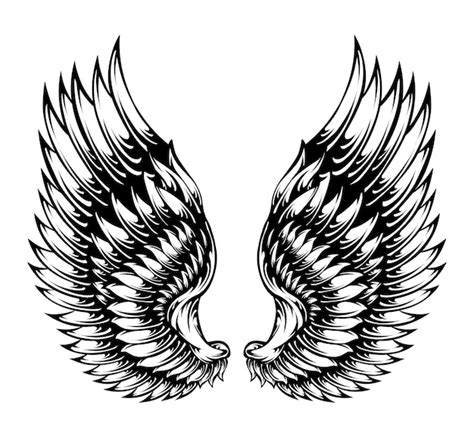 Conception De Tatouage De Vecteur D Ailes D Ange Vecteur Premium