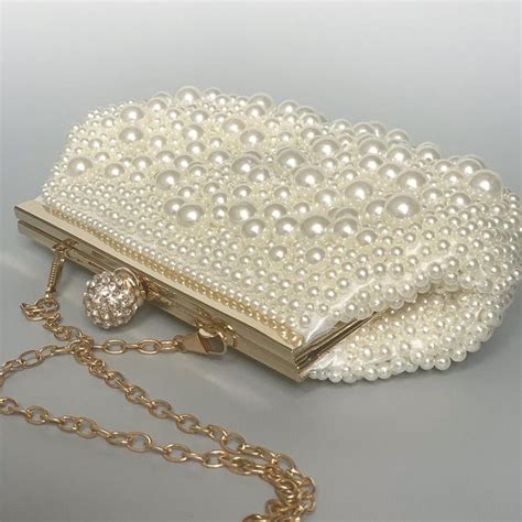 Pearl Evening Clutch Bag Womens Wedding Handbag Unique Etsy