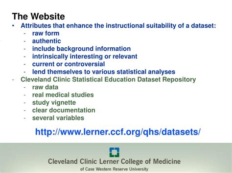 PPT - The Cleveland Clinic Statistical Education Dataset Repository
