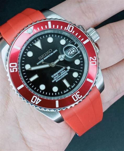 Nh Automatic Movement Red Submariner With Red Rubber Custom Build