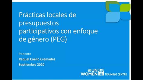 Prácticas Locales De Presupuestos Participativos Con Enfoque De Género