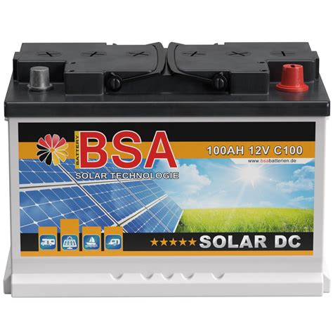 Bsa Solarbatterie Ah V Wohnmobil Versorgungsbatterie Solar