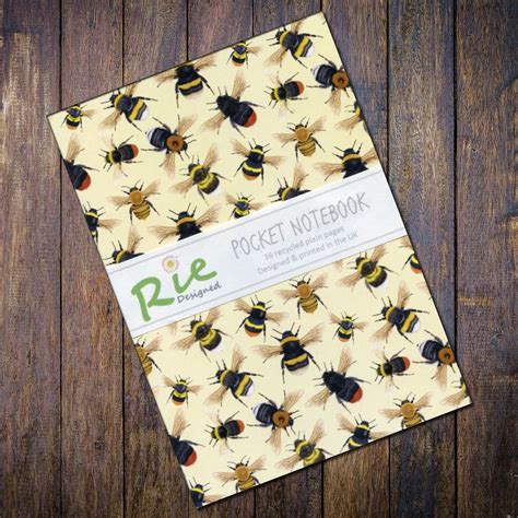 Garden Bumblebees A6 Plain Paper Recycled Notebook