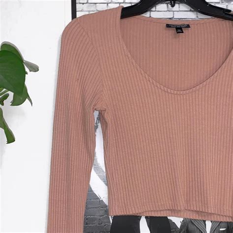 Small Topshop Nude Peach Ribbed Crop Top Long Depop
