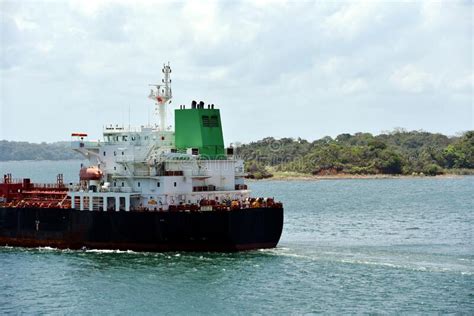 Tanker Ship Transiting Through Panama Canal Stock Image Image Of