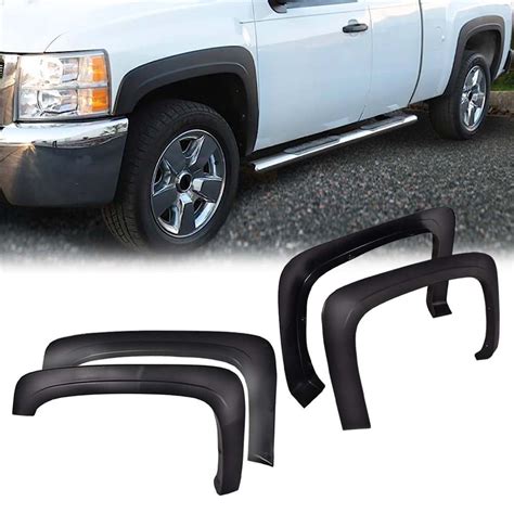 Pit66 Factory Style Fender Flares Fit For 07 13 Chevy Silverado 1500 2500hd 3500hd Black