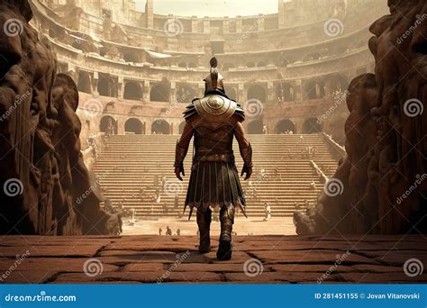 Ancient Roman Gladiator Entering the Colosseum before Battle Generative ...