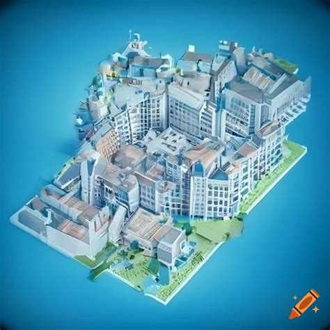 Village Plan Architecture Business Blueprint Model Birds Eye View On