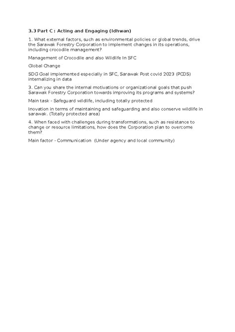 BTM532 Assignment Draft: Sarawak Forestry Corp's Wildlife Management