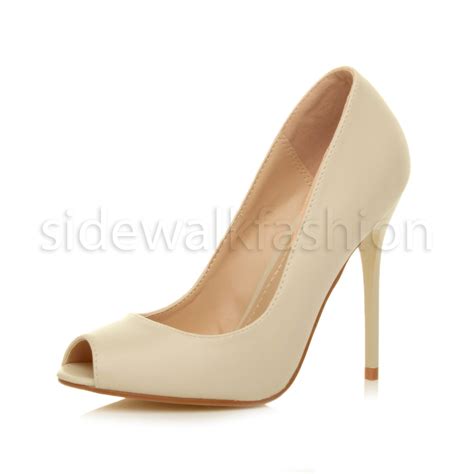 Nude Patent High Heel Peep Toe Court Shoes Size 5 Eu38 For Sale Online Ebay