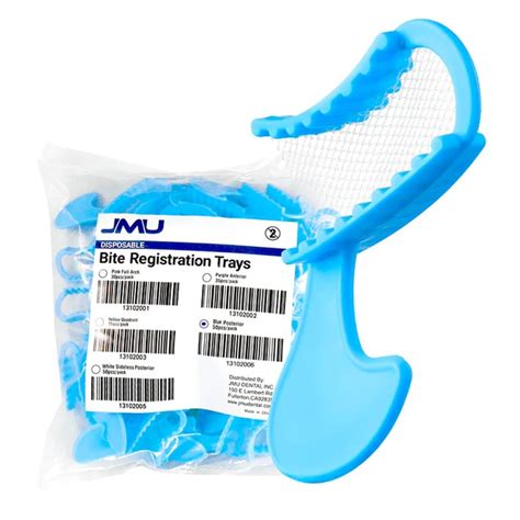 Jmu Disposable Dental Bite Registration Trays Blue Posterior 50bag