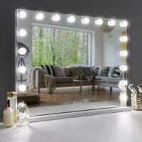 Miroir Maquillage Lumineux Led 18 Ampoules 3 Couleurs Luminosité