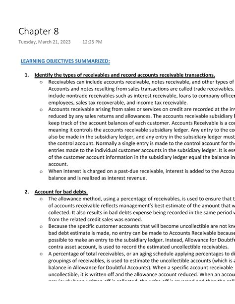 Chapter 8 - LEARNING OBJECTIVES SUMMARIZED: Identify the types of
