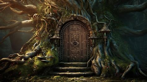 Premium AI Image | A door in the woods by person