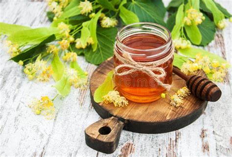 Honey and linden flowers stock image. Image of dessert - 108930915