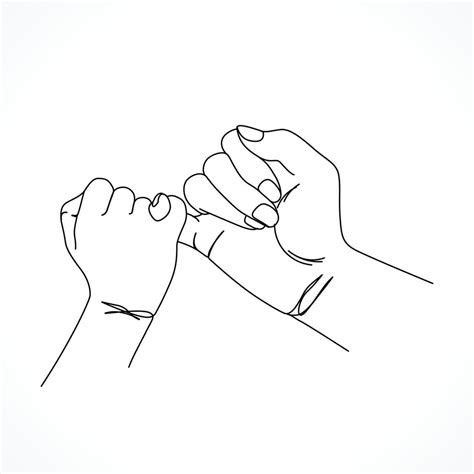 Holding Hands Pinky Promise Line Art 9250241 Vector Art At Vecteezy